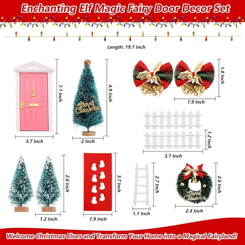 Aymolas Store Christmas Elf Girl Fairy Doors Decorations Fairy Wall Decor Miniature Tiny Wooden Tooth Mini Door Xmas Decor for Christmas Accessories Fairy Tale - Image 4